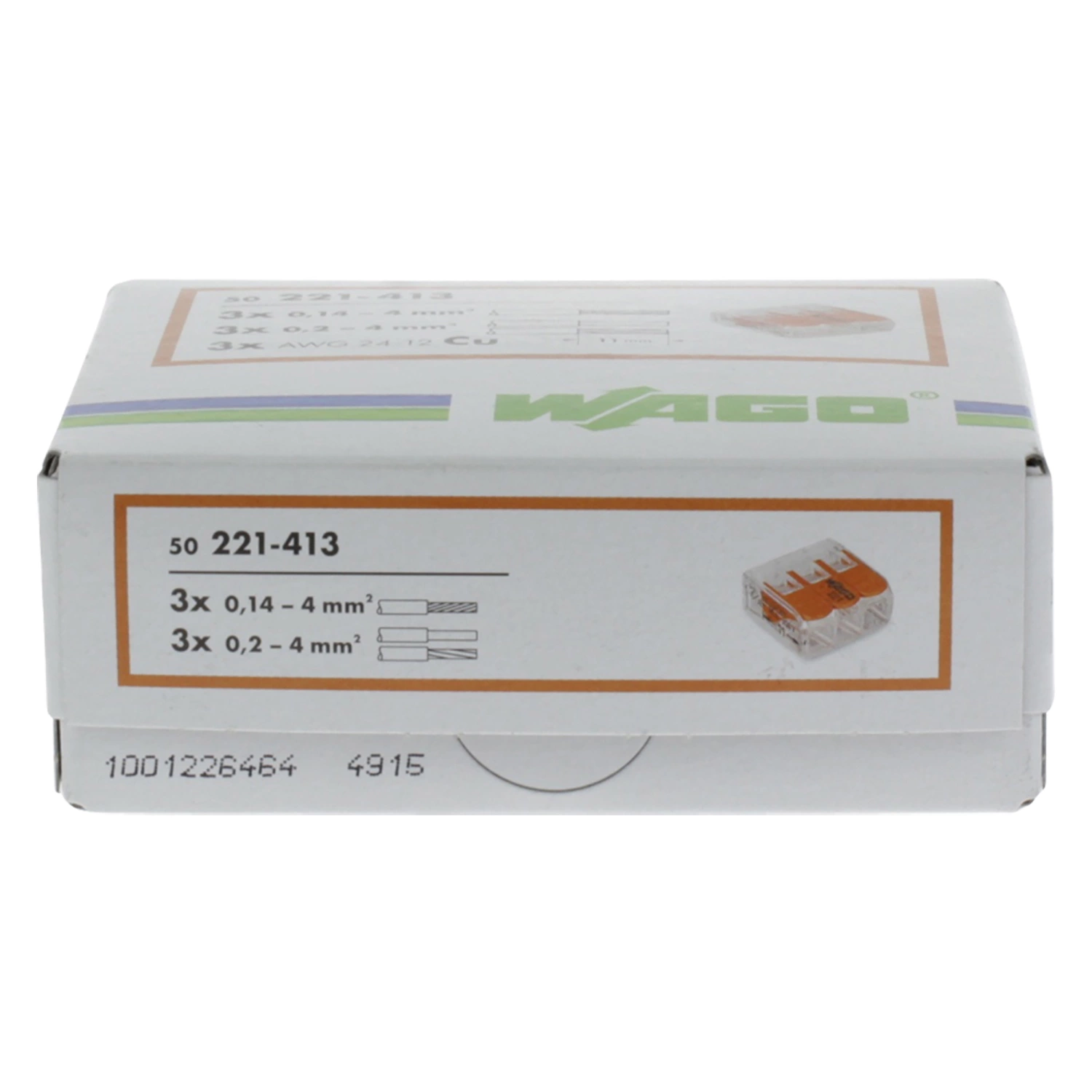 Wago 221-413 Lasklem 3-polig - 4 mm - hersluitbaar - transparant-oranje (50  st)