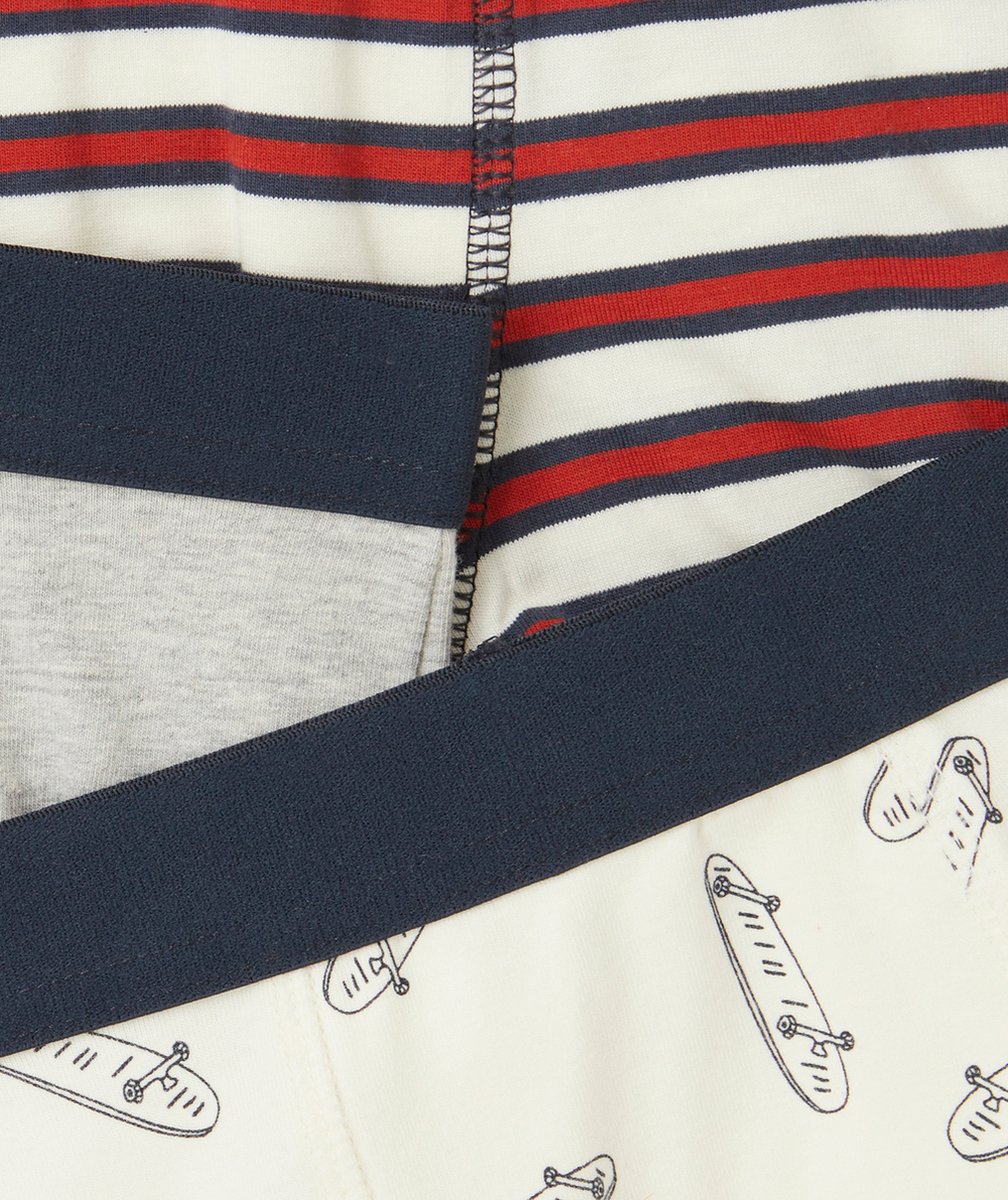 LOT DE 3 BOXERS GARÇON EN COTON BIOLOGIQUE THÈME SKATES