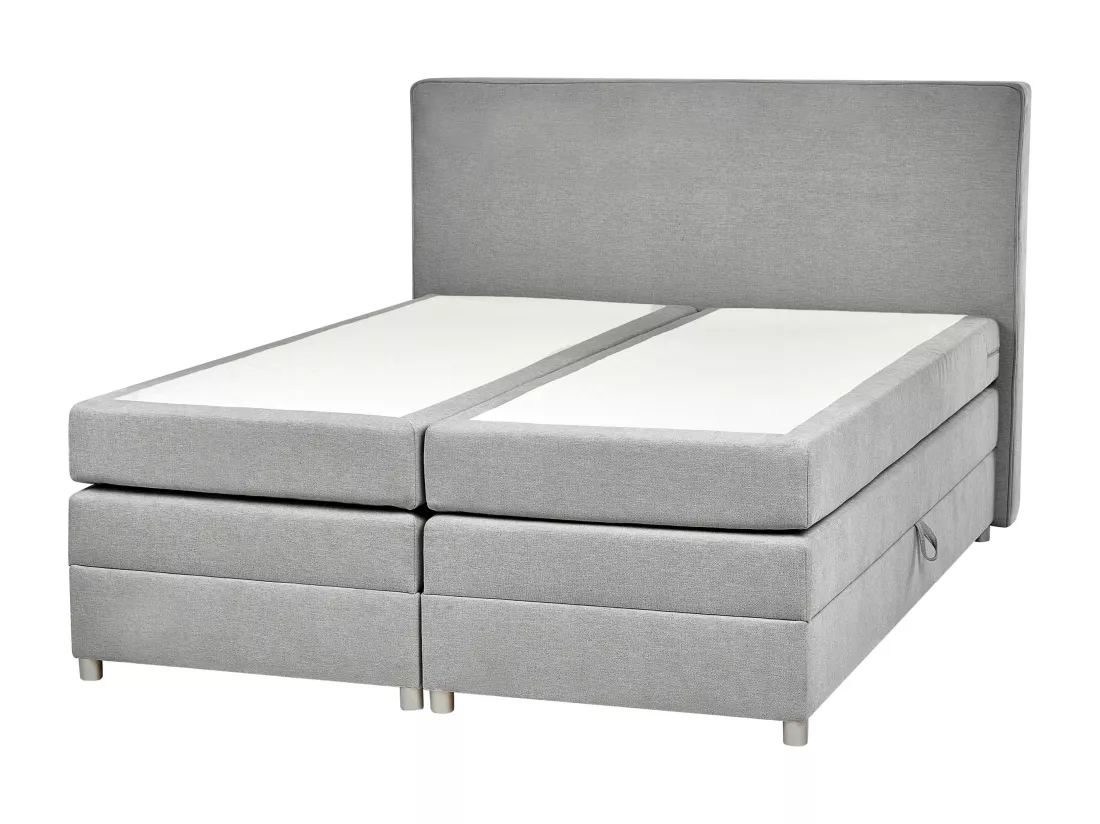 Lit boxspring avec rangement Tissu MINISTER 160 x 200 cm Gris clair