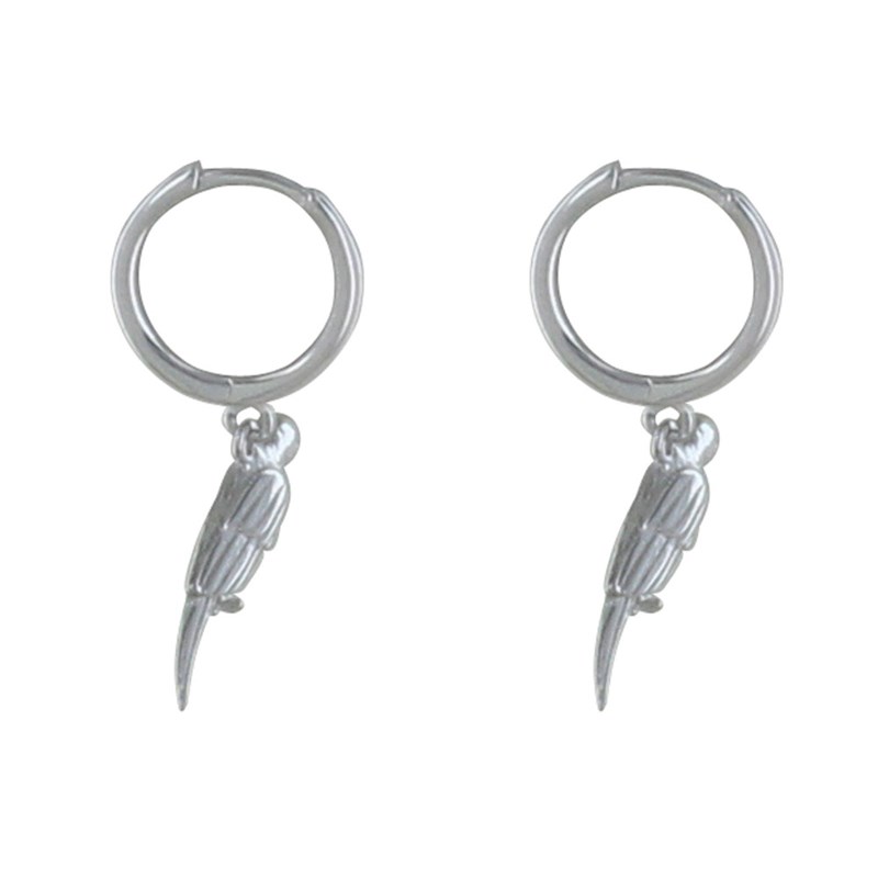 Boucles d'Oreilles Argent Rhodié Petites Créoles et Perroquet