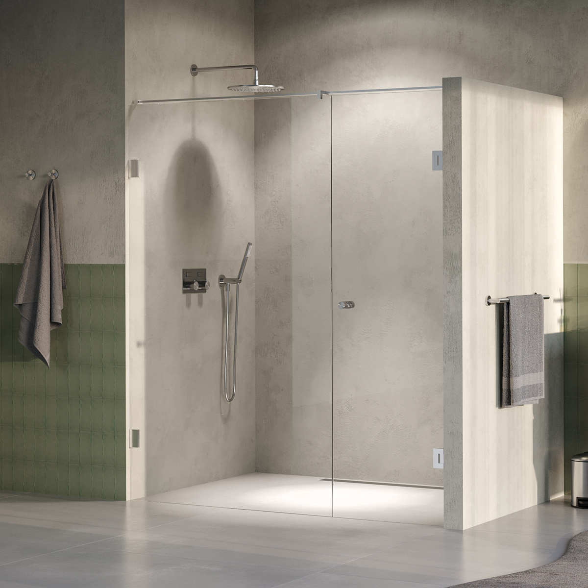 Brauer Void Carving profielloze nisdeur 180cm met draaideur 70cm aan muur RVS geborsteld PVD