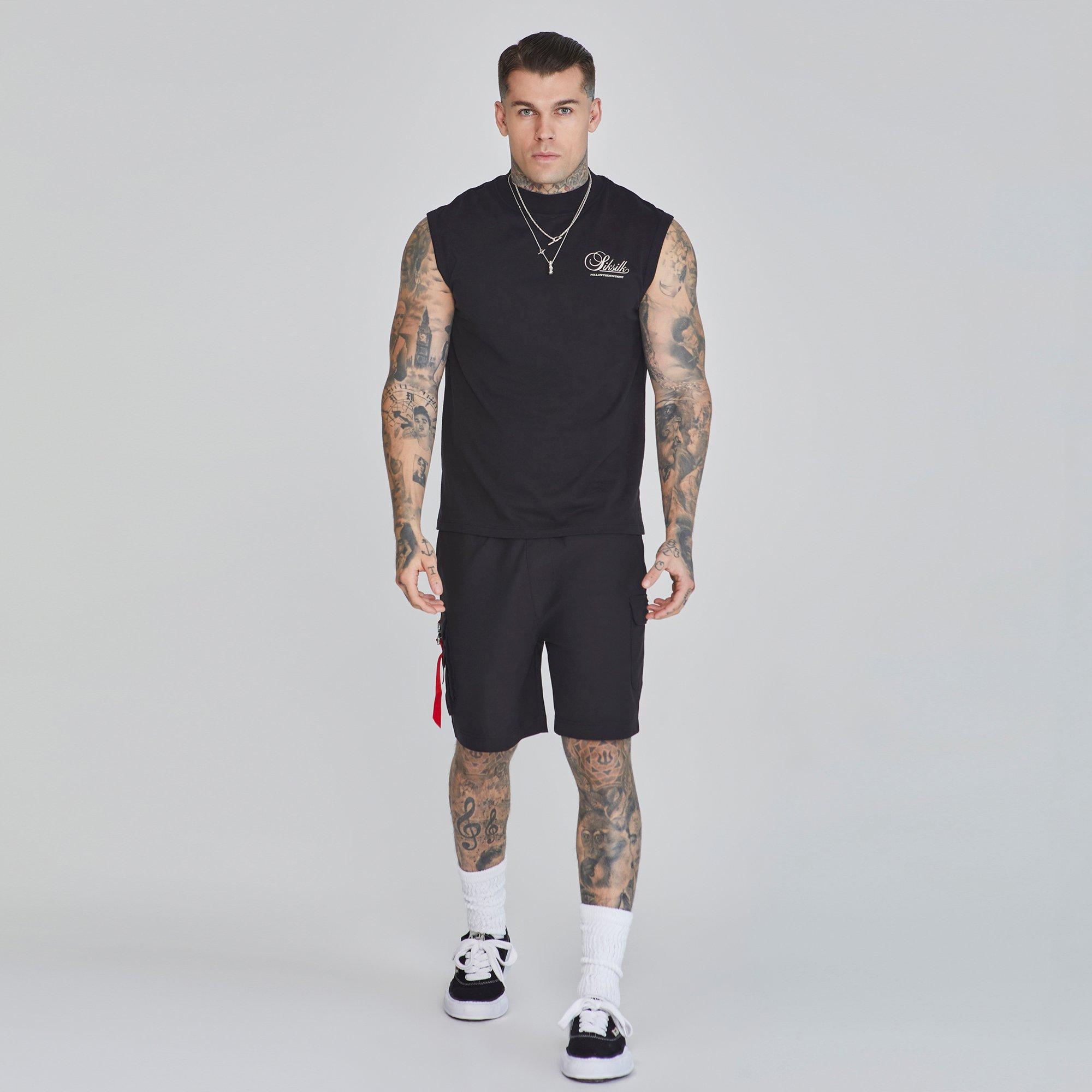 SikSilk Sleeveless Logo T Shirts Mens