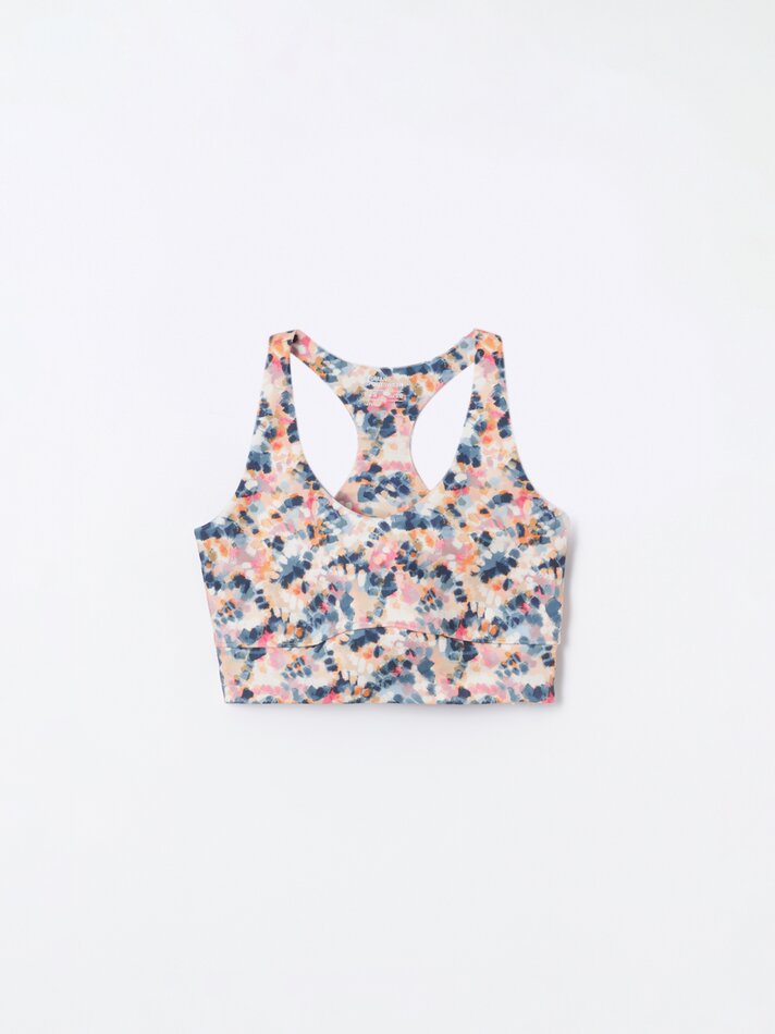 Top esportivo estampado - Branco/laranja