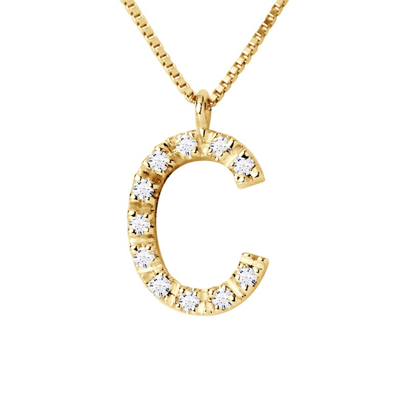 Collier ALPHABET Diamants 0,06 Cts  LETTRE 
