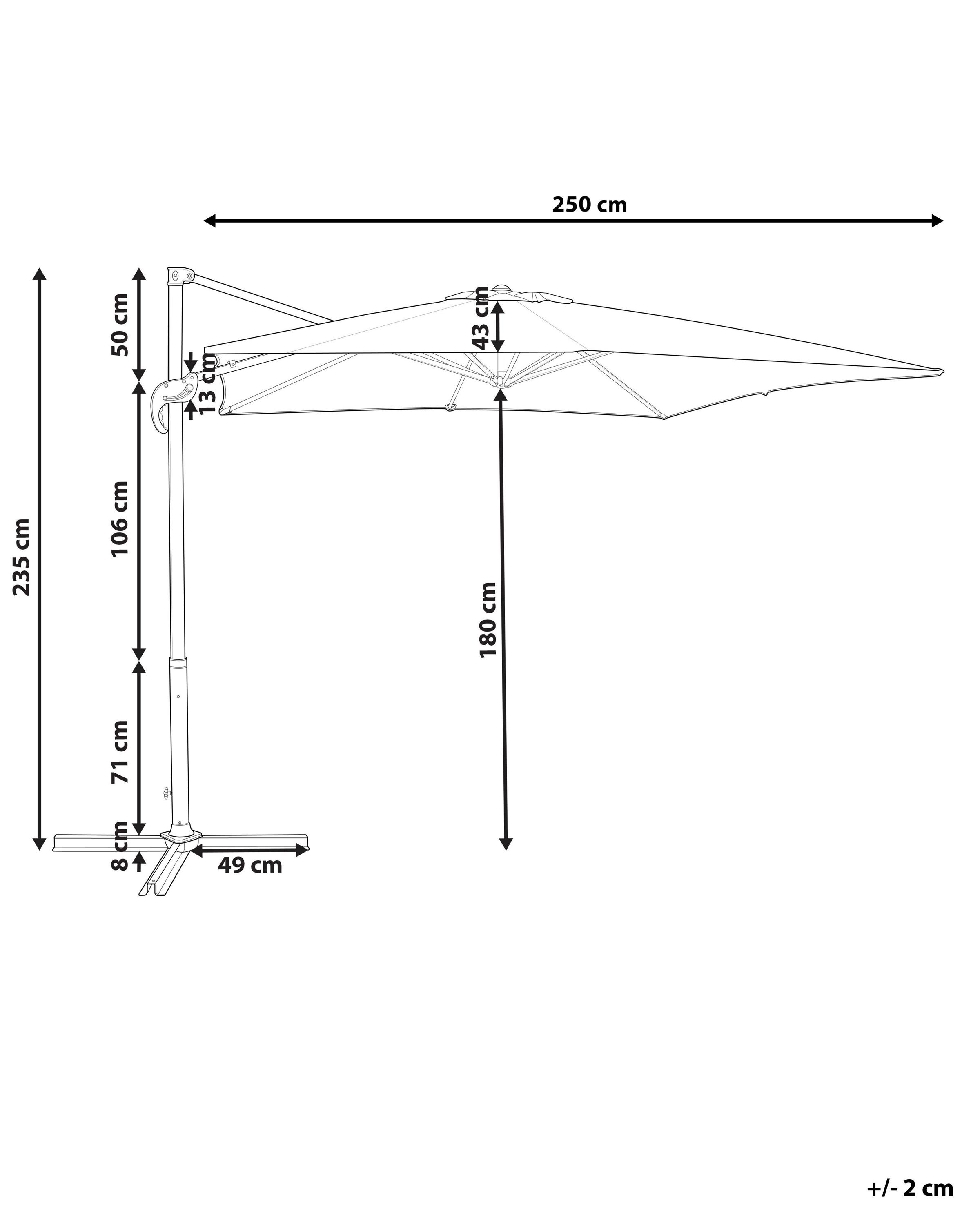 Zweefparasol 250 cm MONZA Donkergrijs