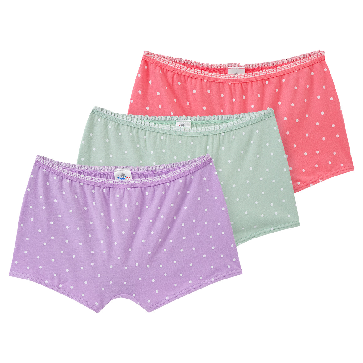 Topolino 3 Mädchen Pantys mit weißen Punkten pink / lila / hellgrün