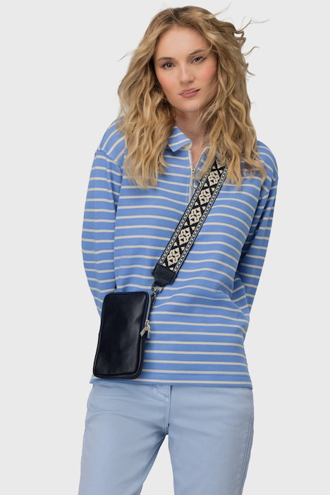 Sweatshirt, Ringel, Polokragen, Langarm