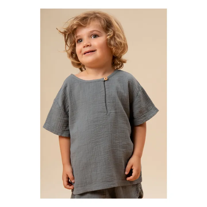 Studio Bohème T-shirt Orso Gaze de Coton | Bleu gris