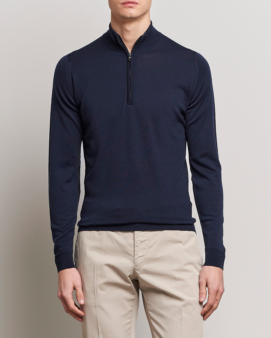 John Smedley Barrow Extra Fine Merino Half Zip Midnight