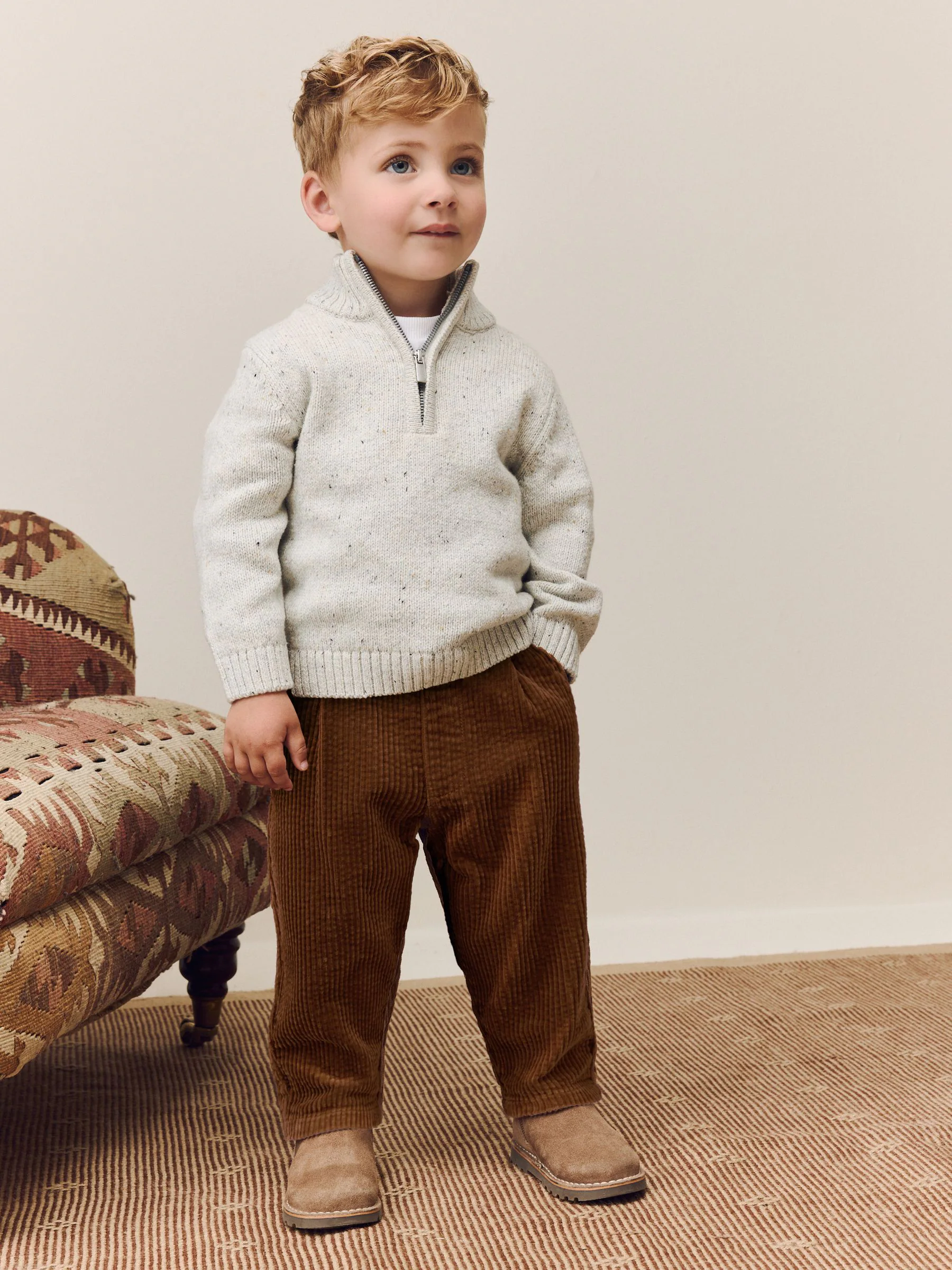 Lichtbruin - Corduroy broek met textuur en aantrekkoord (3mnd-7jr)