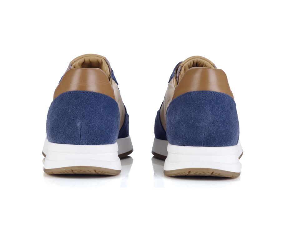 Sneakers homme velours Bleu et Taupe - NIRRANDA