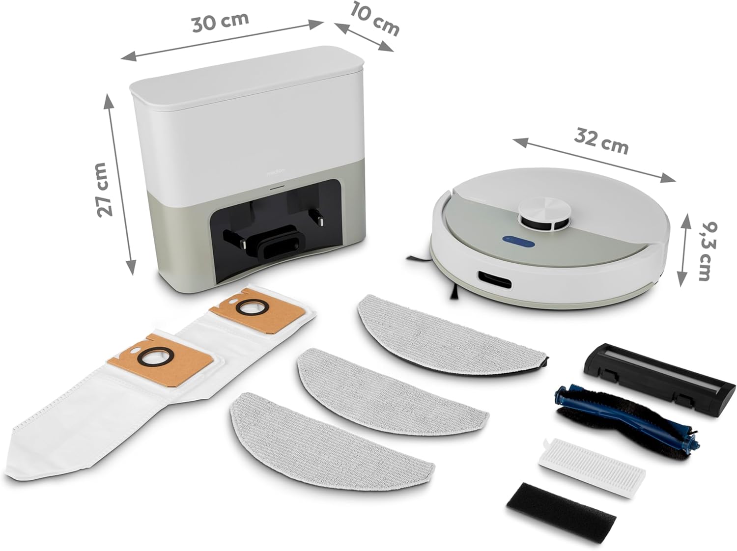 MEDION Saugroboter mit Absaugstation und Wischfunktion X22 SW+ (Lasernavigation, Starke 5000Pa Saugkraft, 2in1 Roboterstaubsauger, präzise Kartenerstellung, Go & No Go Bereiche, mehrere Etagen) grau