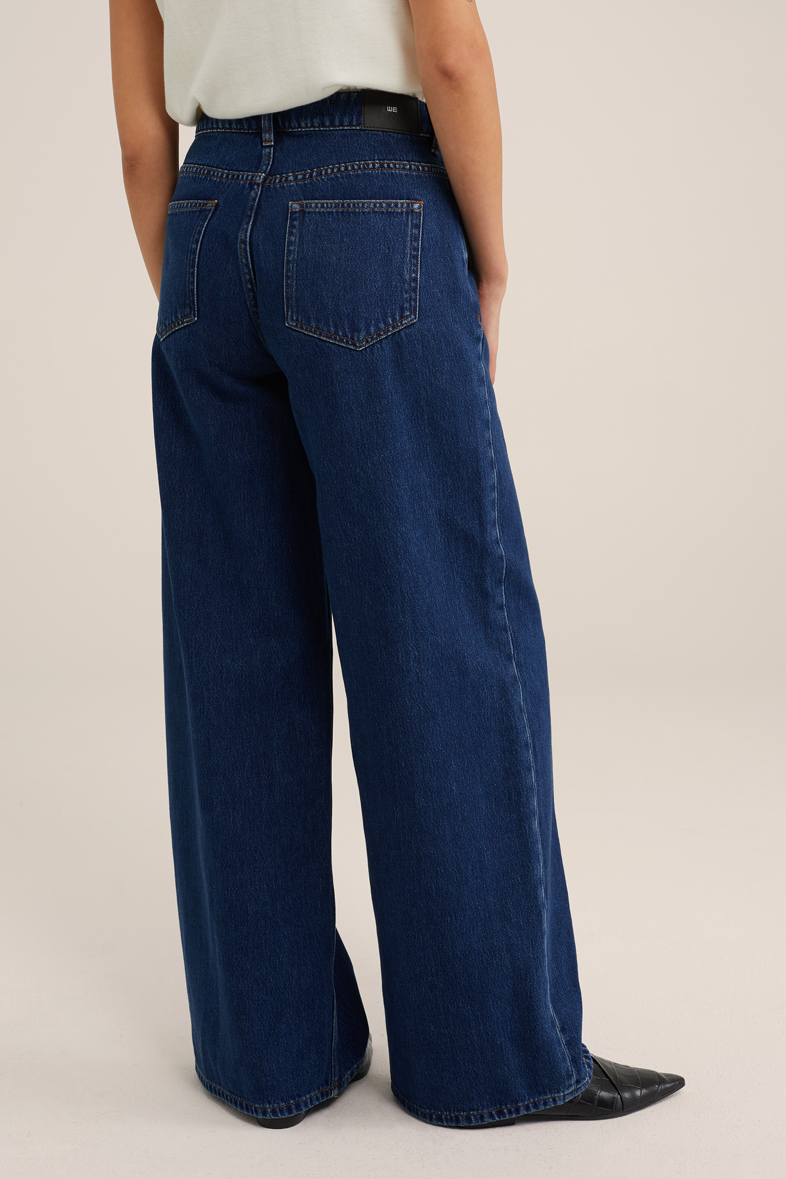 high rise wide leg jeans WE Studio Donkerblauw