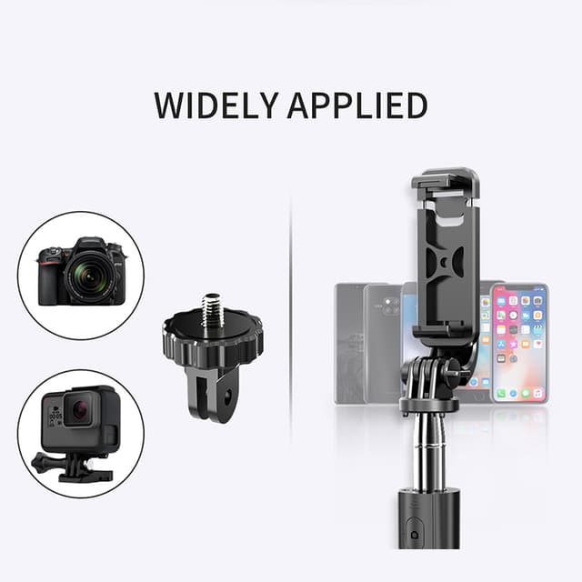 Selfie stick/mobilstativ med fjernbetjening, kamera og Gopro kompatibel