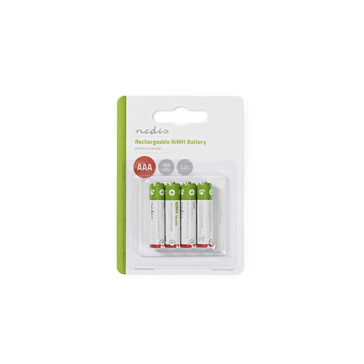 Nedis Oppladbare Ni-MH batteri AAA | 1.2 V DC | 700 mAh | Forhånds ladet | 4-Blister
