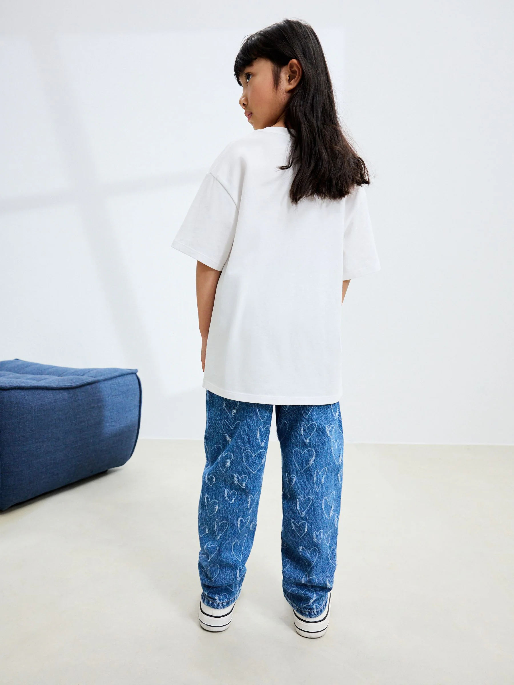Middelblauw Denim Hart - Jeans met rechte pijpen (3-16jr)