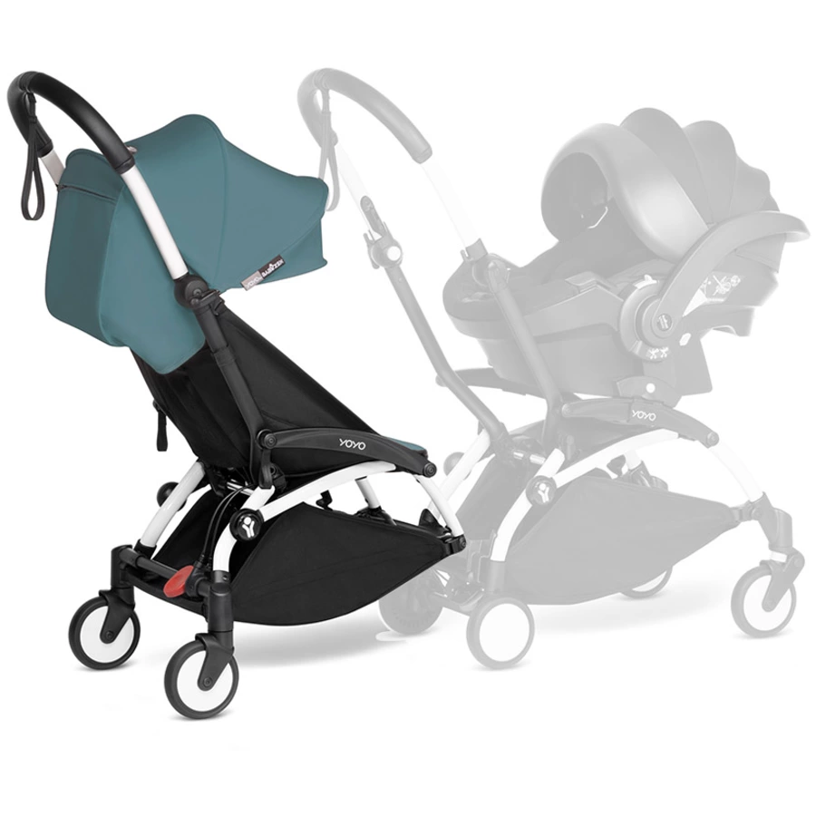 BABYZEN Kinderwagen YOYO 6+ connect White mit Textilset Aqua
