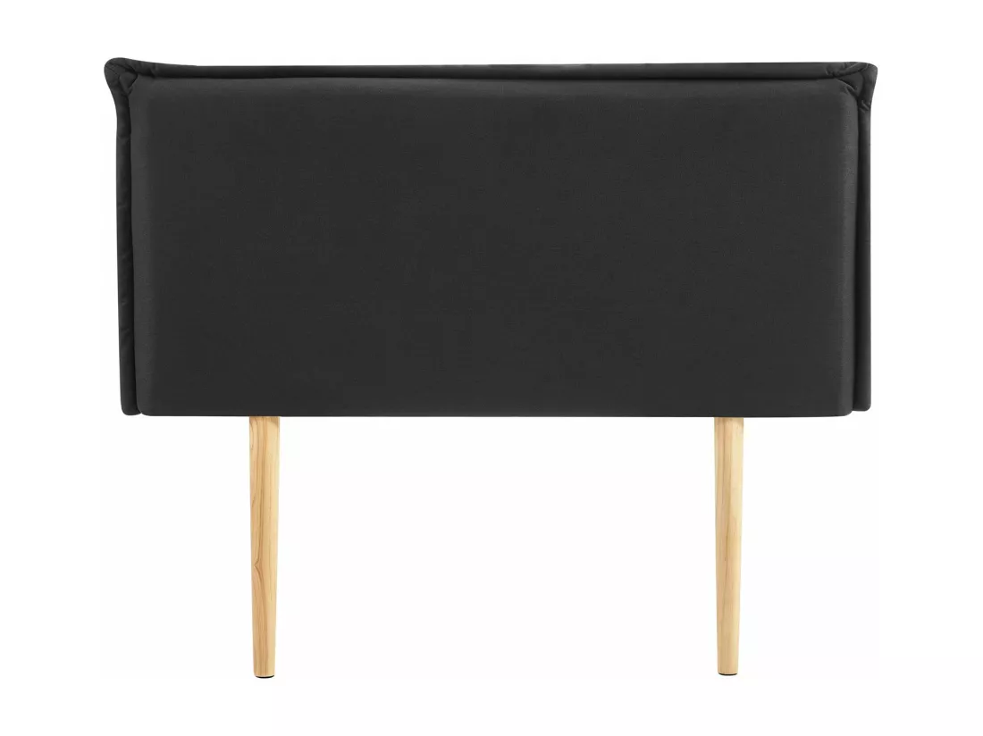 Tête de lit BASOL 120 rembourrée, En tissu polyester pour lit 120 cm, Sur pieds en bois, Noir