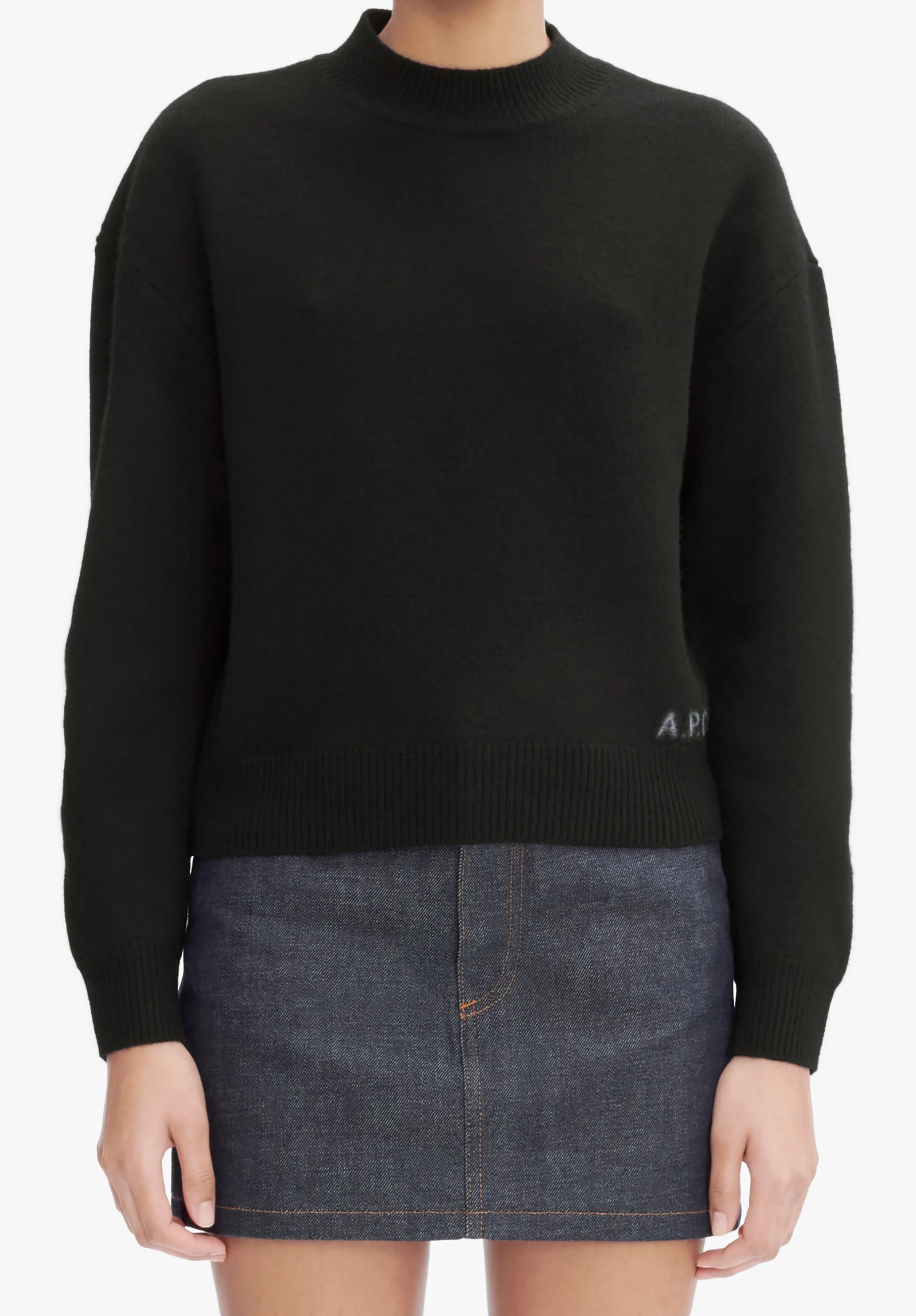 pull col rond - Noir
