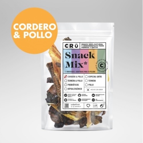 Mix de petiscos CRU com sabor de cordeiro e frango.