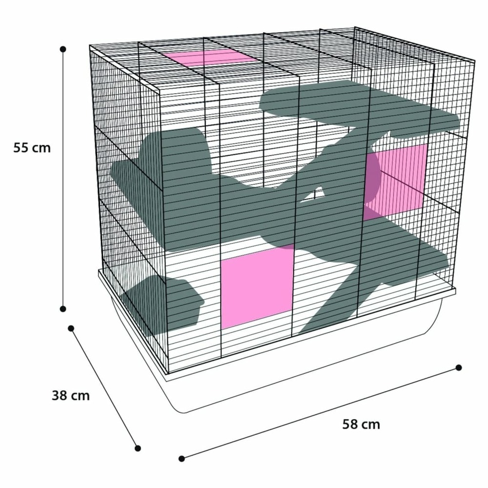 Cage pour hamsters jaro 4 58x38x55 cm noir et bleu