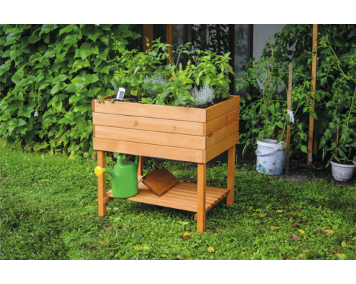 Verhoogd tuinbed op palen, dobar Kubus, 78 x 58 x 78 cm, lichtbruin