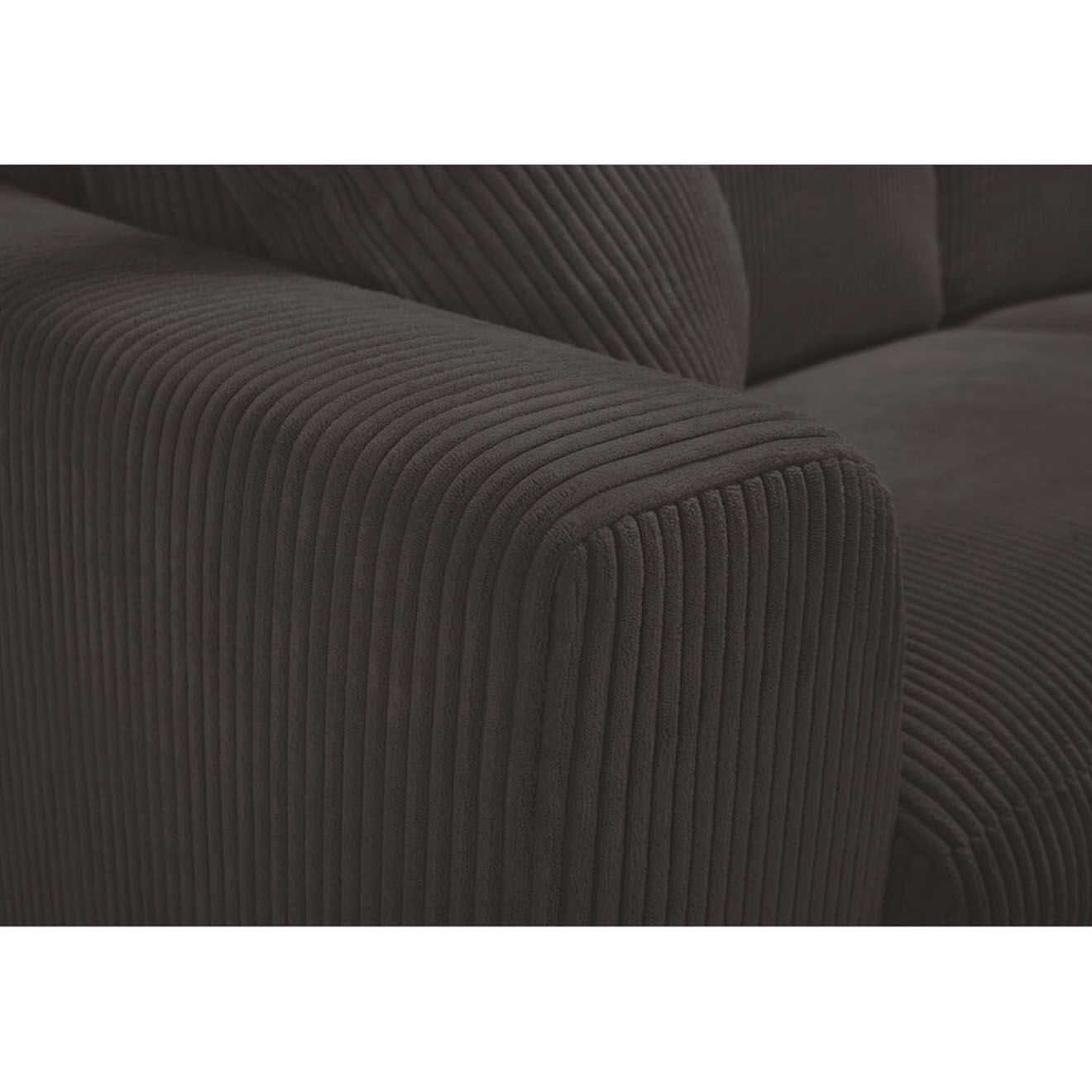 Bobochic Canapé droit augustin ouverture express velours côtelé marron  - 205x97x96 cm