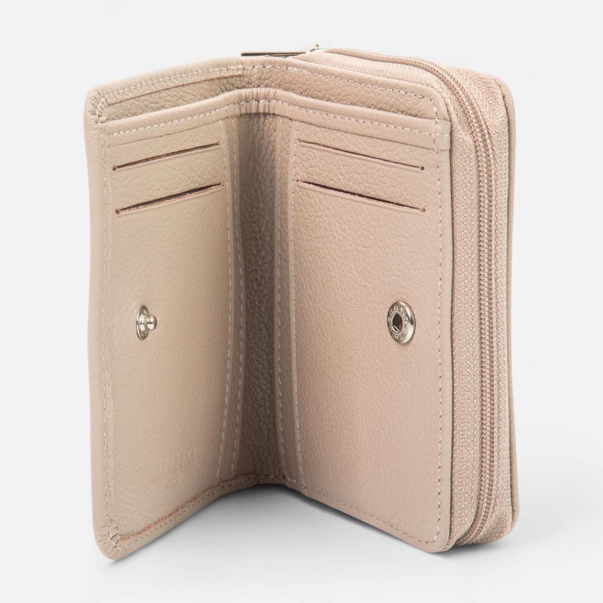 Petite maroquinerie en cuir beige