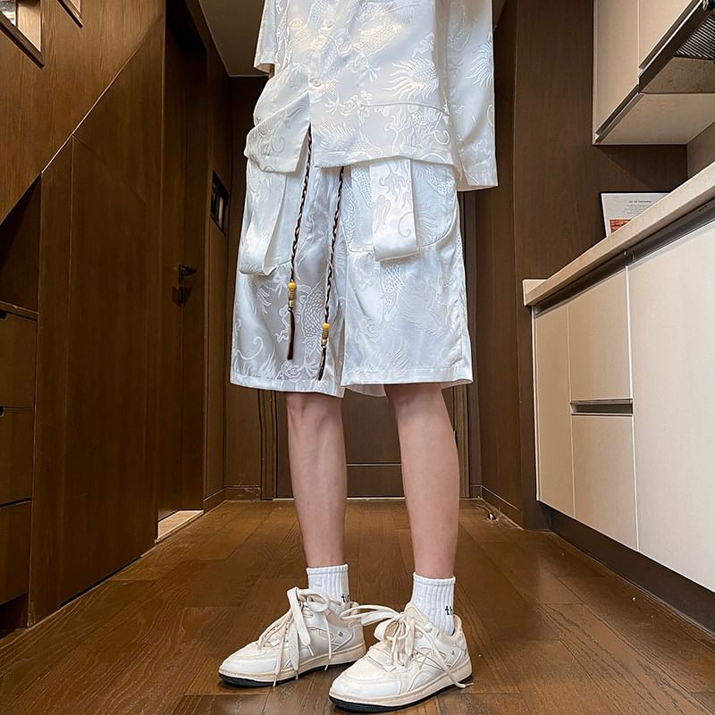 Breeson - Jacquard shorts met trekkoord in de taille en wijde pijpen