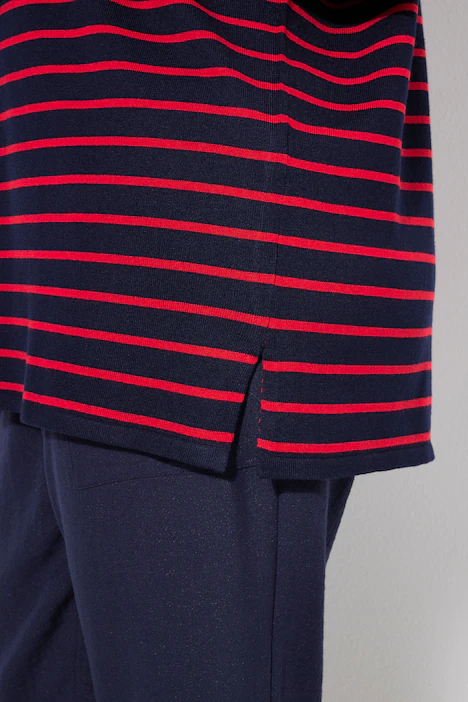 Pullover, Streifen, Oversized, Cape-Form, Rundhals, marine