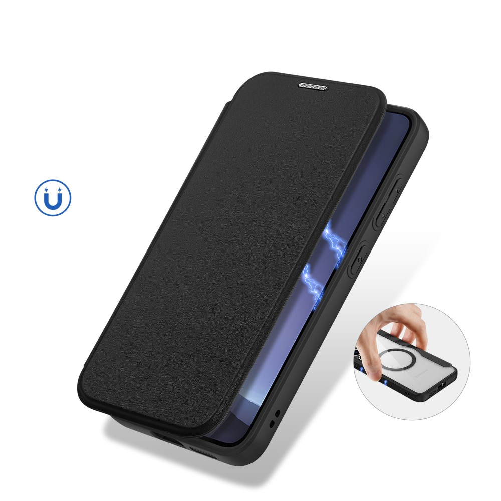 Samsung Galaxy S25 Hybrid Leder Tasche   Kunststoff Rückseite MagSafe-Modul - Lila / Transparent