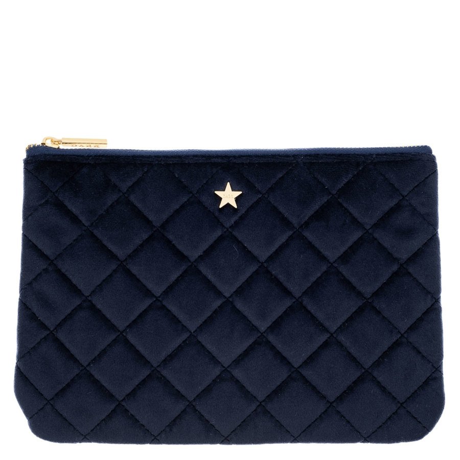 DARK Velvet Quilted Small Pouch Navy Blue