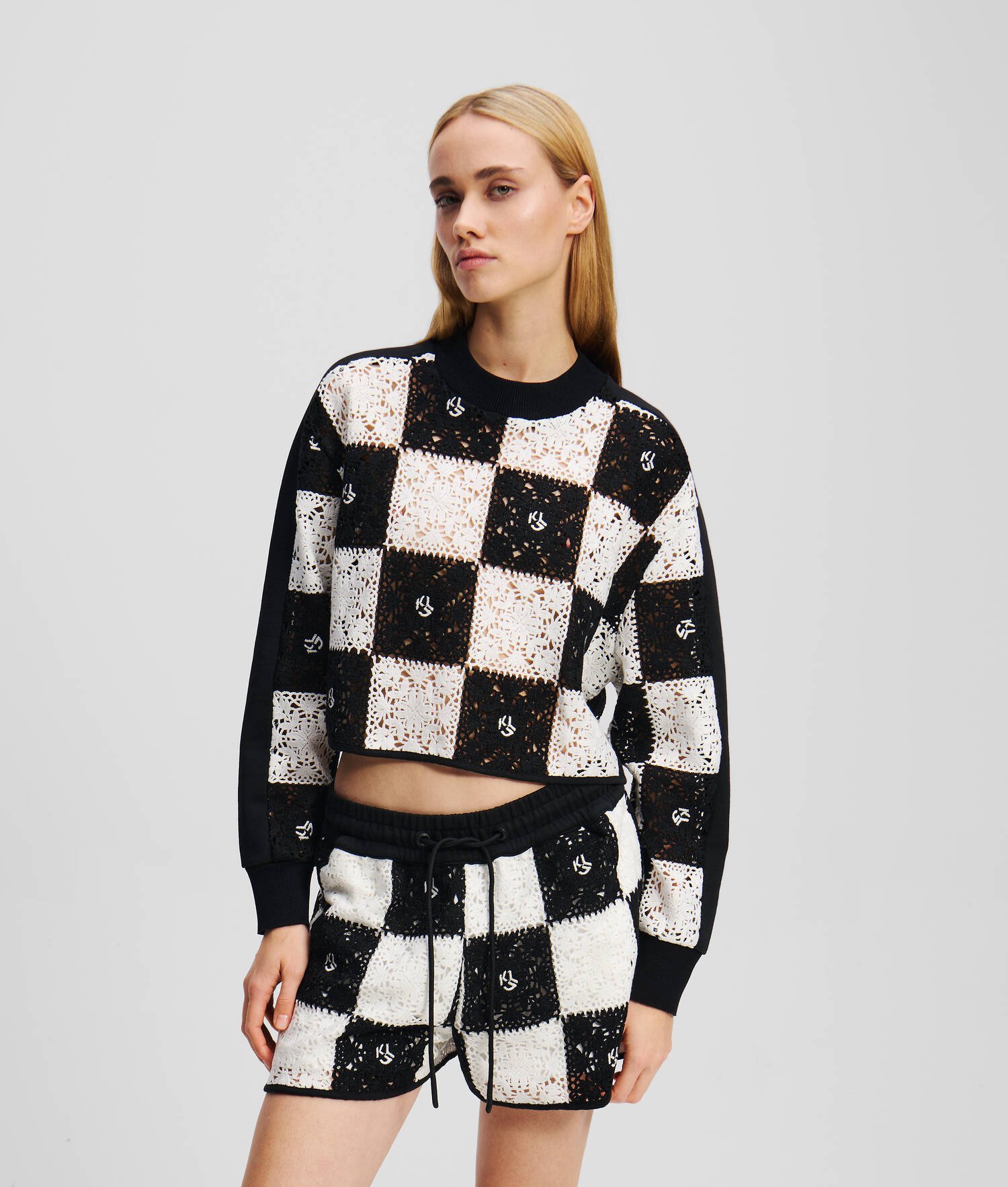 PULL EN CROCHET - Noir/Blanc