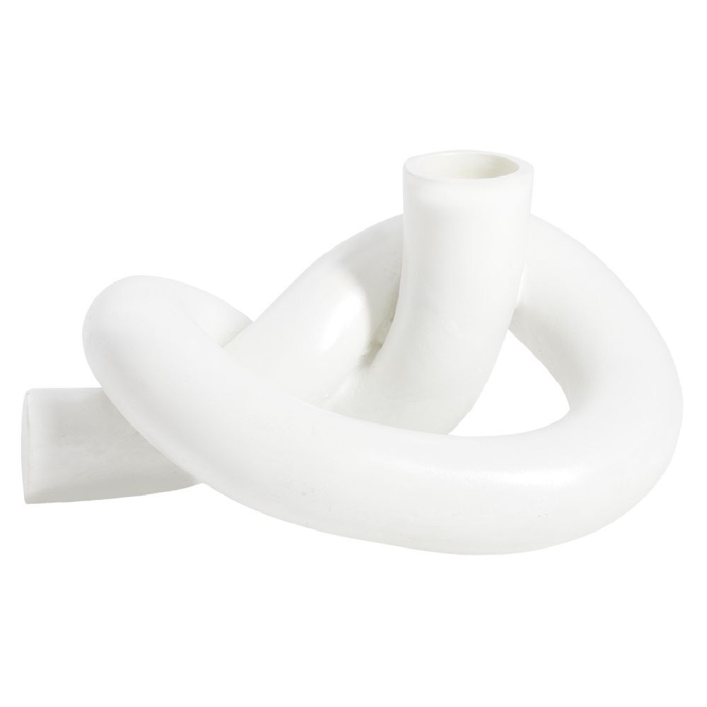Bougeoir noeud 16xH8,5x11cm blanc