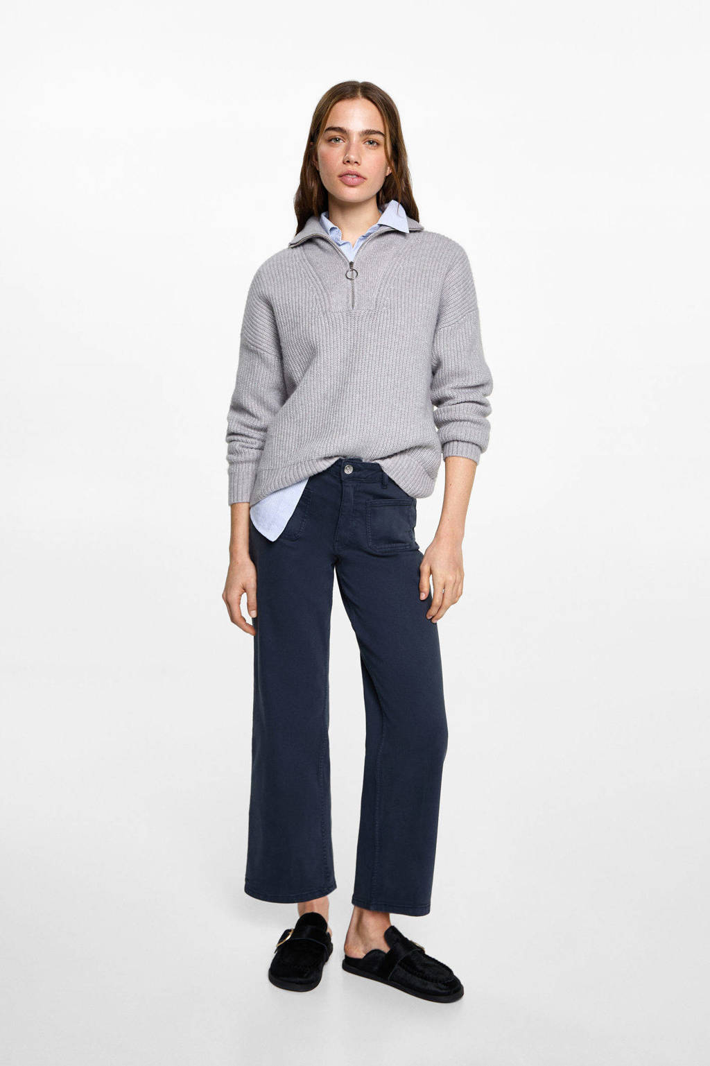 MANGO TEEN casual broek donkerblauw