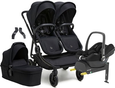 Beemoo Pro Twin 2 Søskenvogn inkl. Maxi-Cosi CabrioFix & Base, Coffee Black