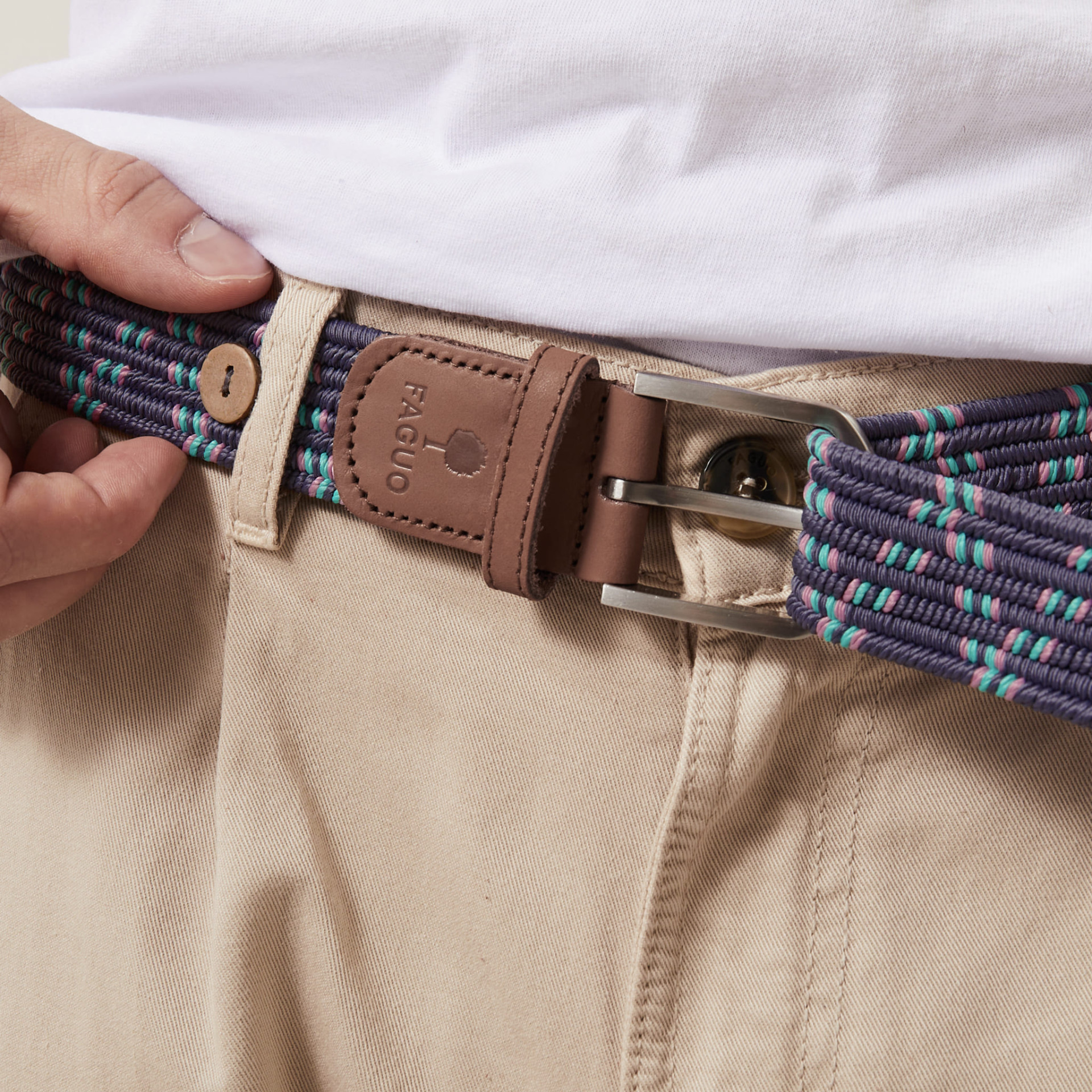 Ceinture bleue et rose polyester recyclé et élasthanne - modèle belt