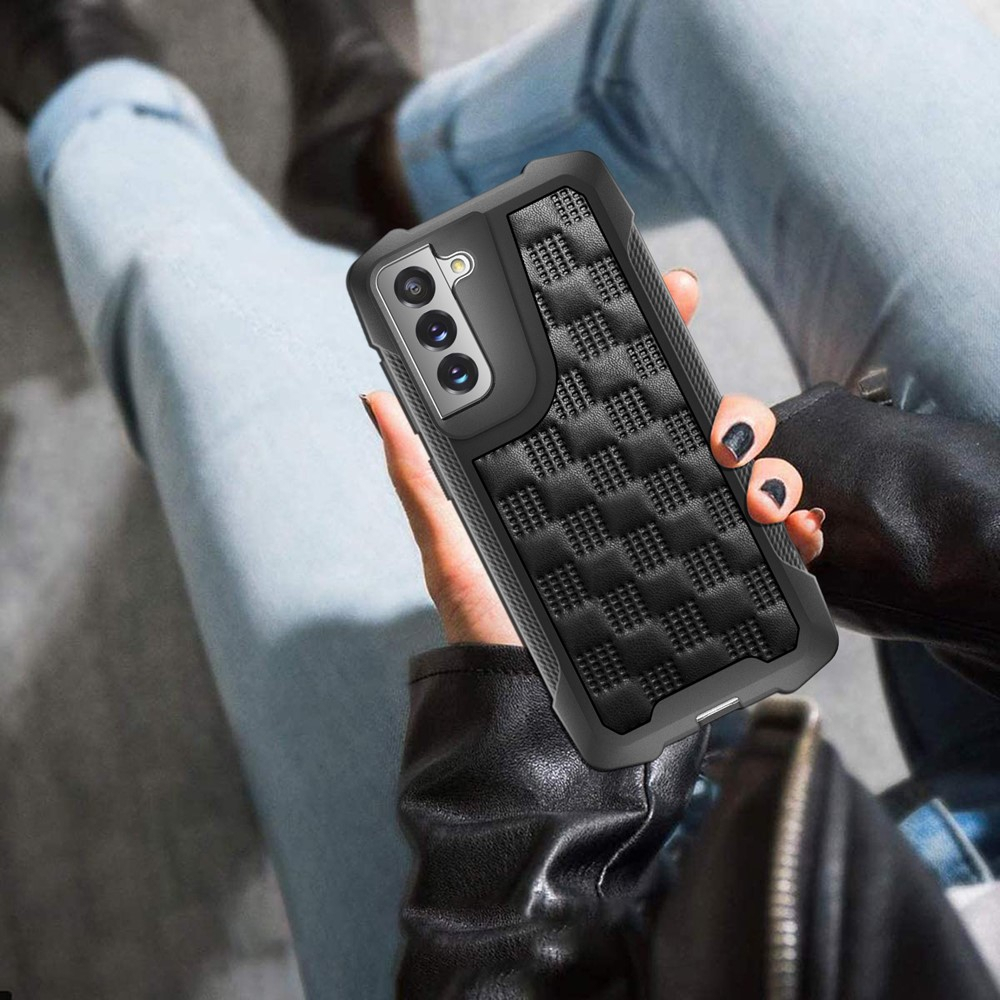 Samsung Galaxy S21 FE 5G Hybrid Hardcase Hülle Grip Design mit Air Cushion Fallschutz - Schwarz