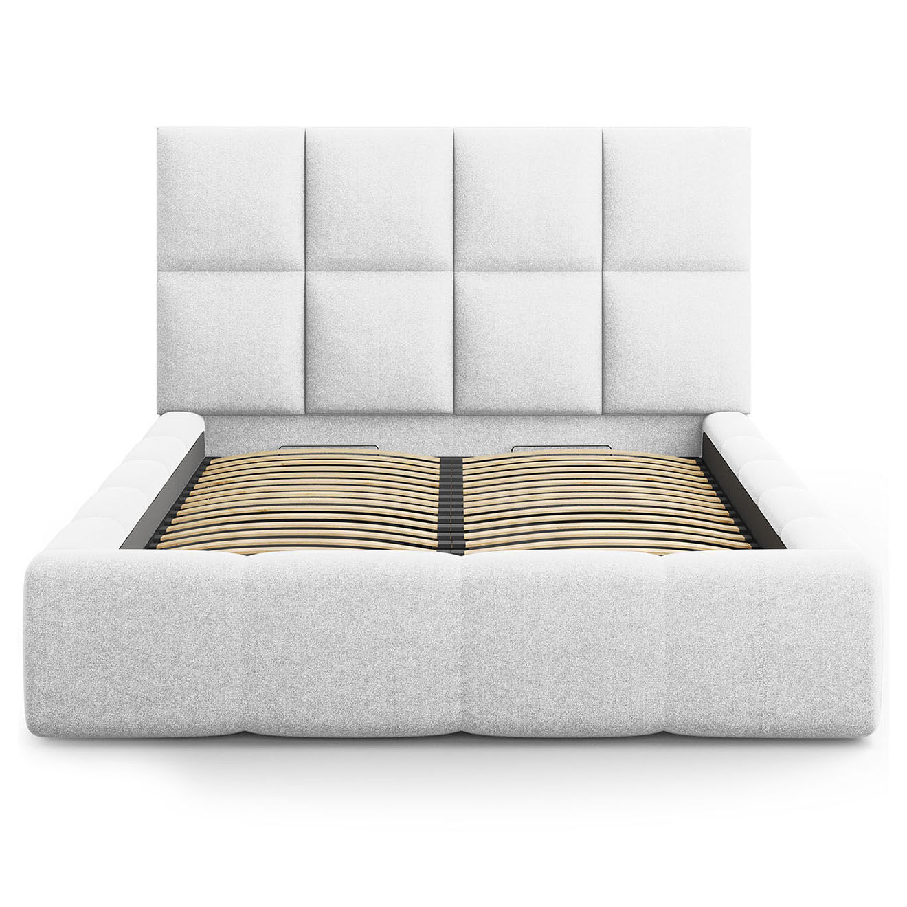 Maison Héritage Lit avec coffre de rangement Isa gris clair froid - 230x205x125 cm