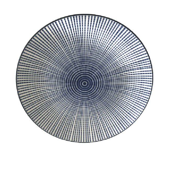 Oriental Ronde Bord met Blauwe Strepen 20cm