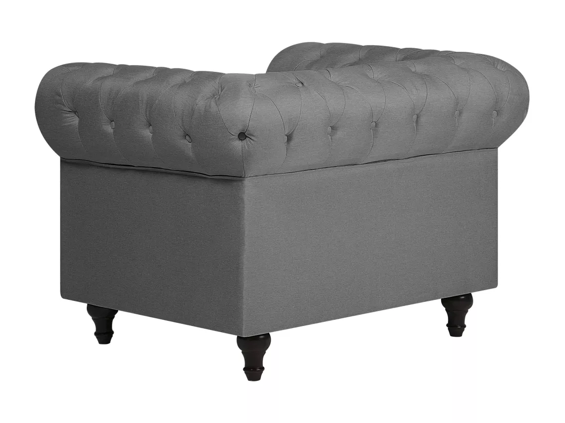 Ensemble canapé et fauteuil en tissu gris 4 placesCHESTERFIELD Big