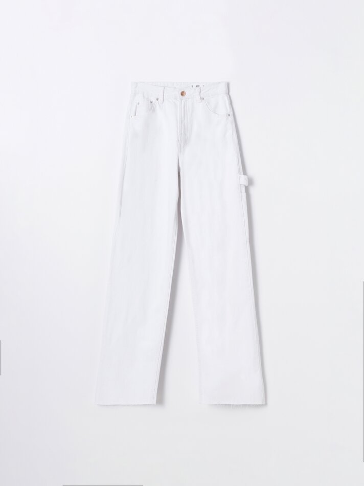 Calça jeans de perna larga - Branca