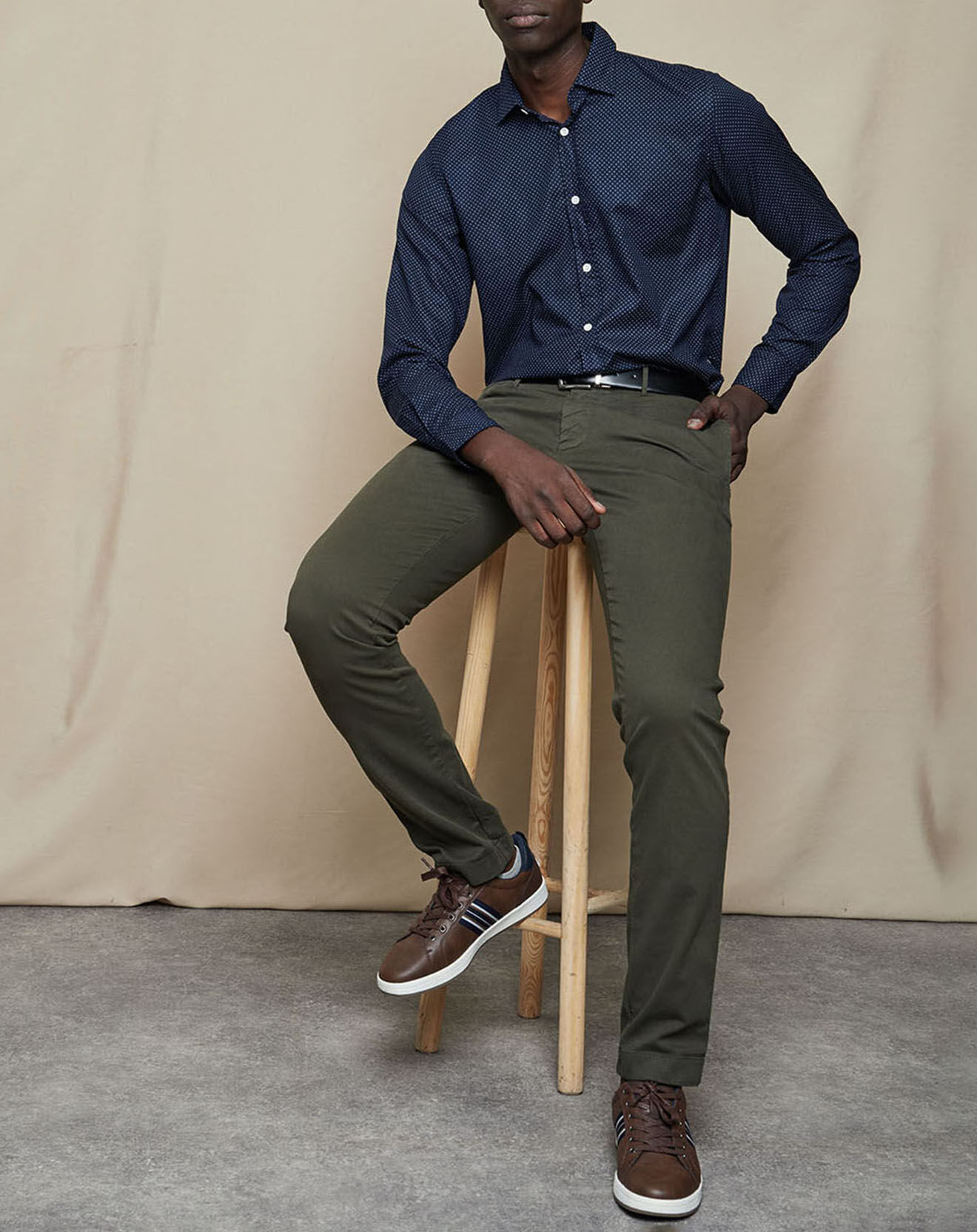 Hartford Chemise Slim Sammy imprimée marine/blanc