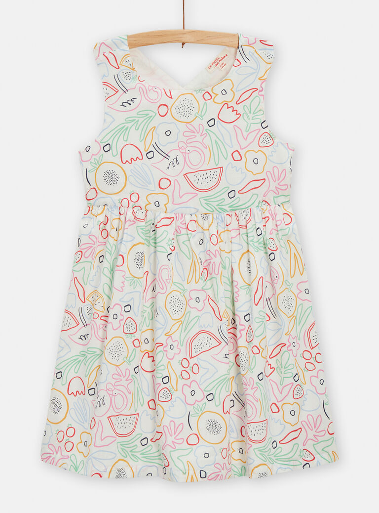 Robe dos croisé imprimé fantaisie pour fille