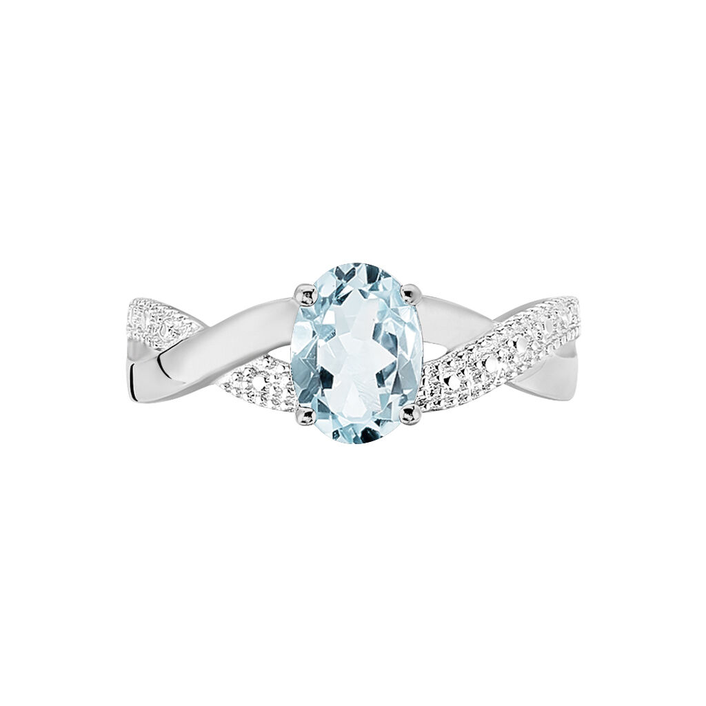 Bague Candice Or Blanc Aigue Marine