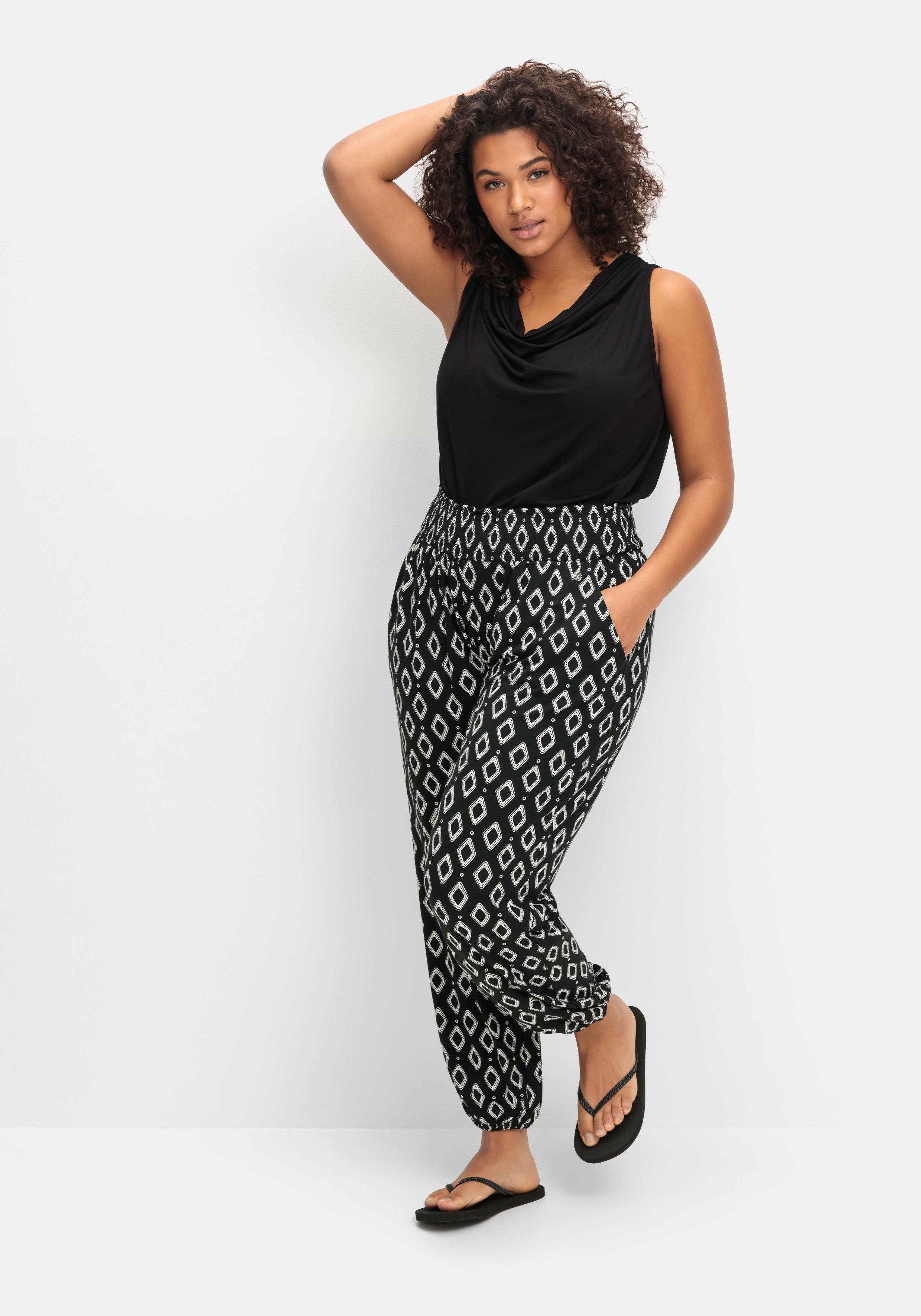 Bedruckte Jerseyhose mit breitem Smokbund