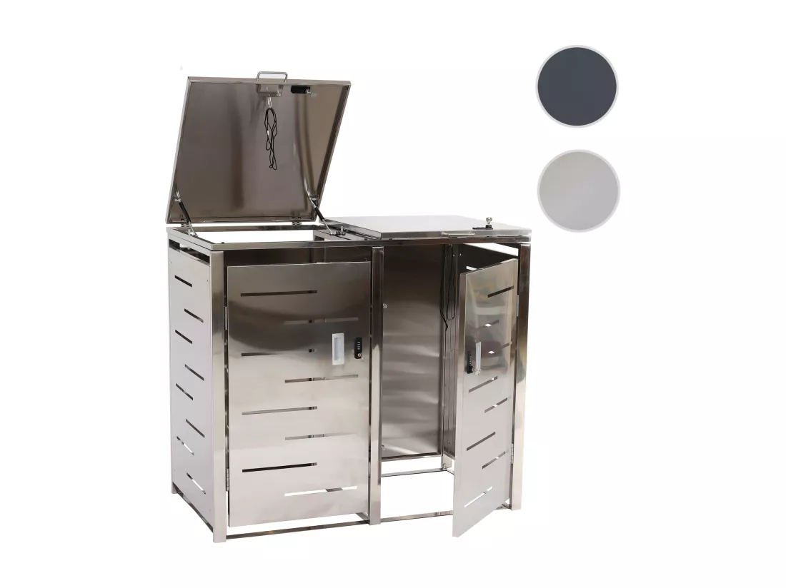 Cache-poubelle pour 2 poubelles MCW-E83 (2er), Acier inoxydable 38kg