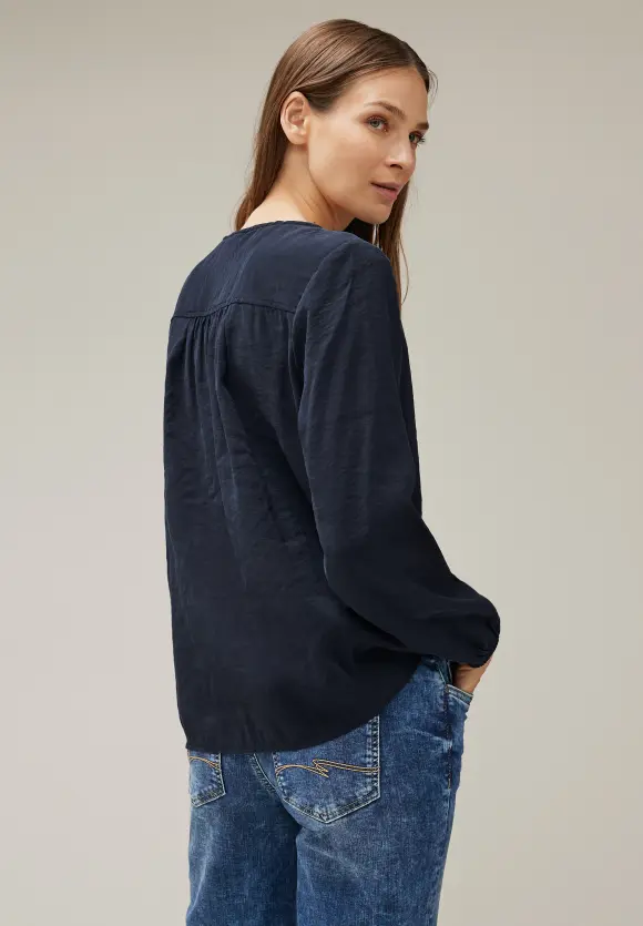 Bluse in Satin Optik - deep blue