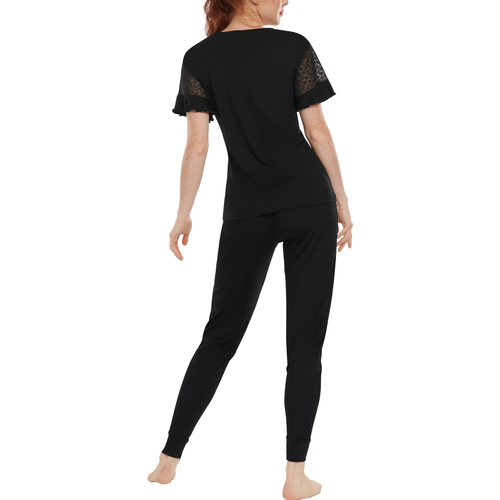 Lisca - Pijama pantalón top mangas cortas SmoothCheek Negro