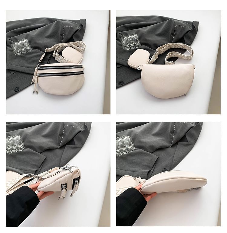 Kleevelind - Set: Dubbele rits crossbody tas + portemonnee